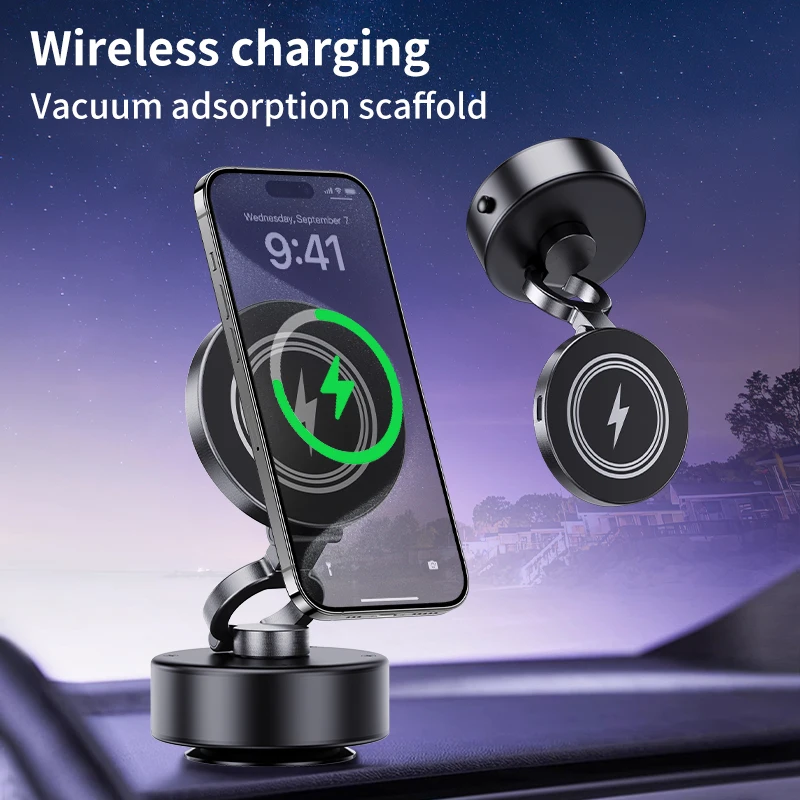 

D1 Car Mobile Phone Holder Wireless Charging Mechanical Vacuum Suction Cup Strong Magnetic Adsorption Bracket Navigation Stand