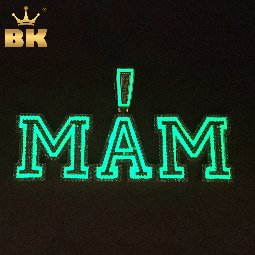 THE BLING KING Custom Fluorescent Name Pendant Necklace Iced Out Cubic Zirconia Chain Necklace Hiphop Punk Jewelry For Gift