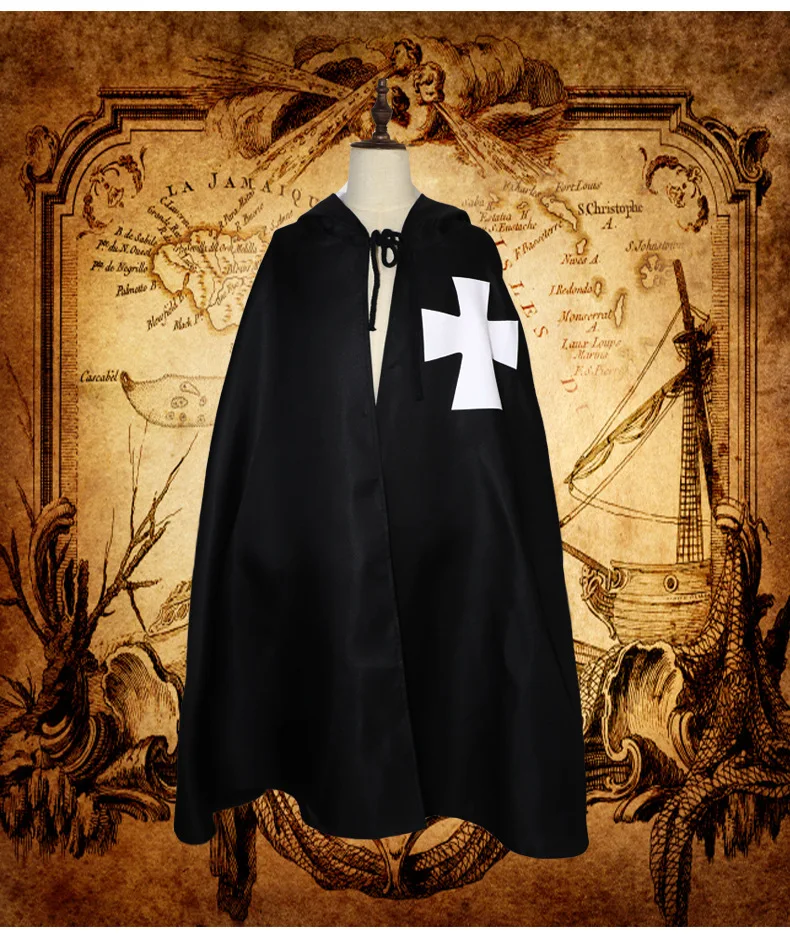 I cavalieri templari dei templari crociate medievali cavalieri templari Costume set mantello e gilet costume di Halloween per uomo