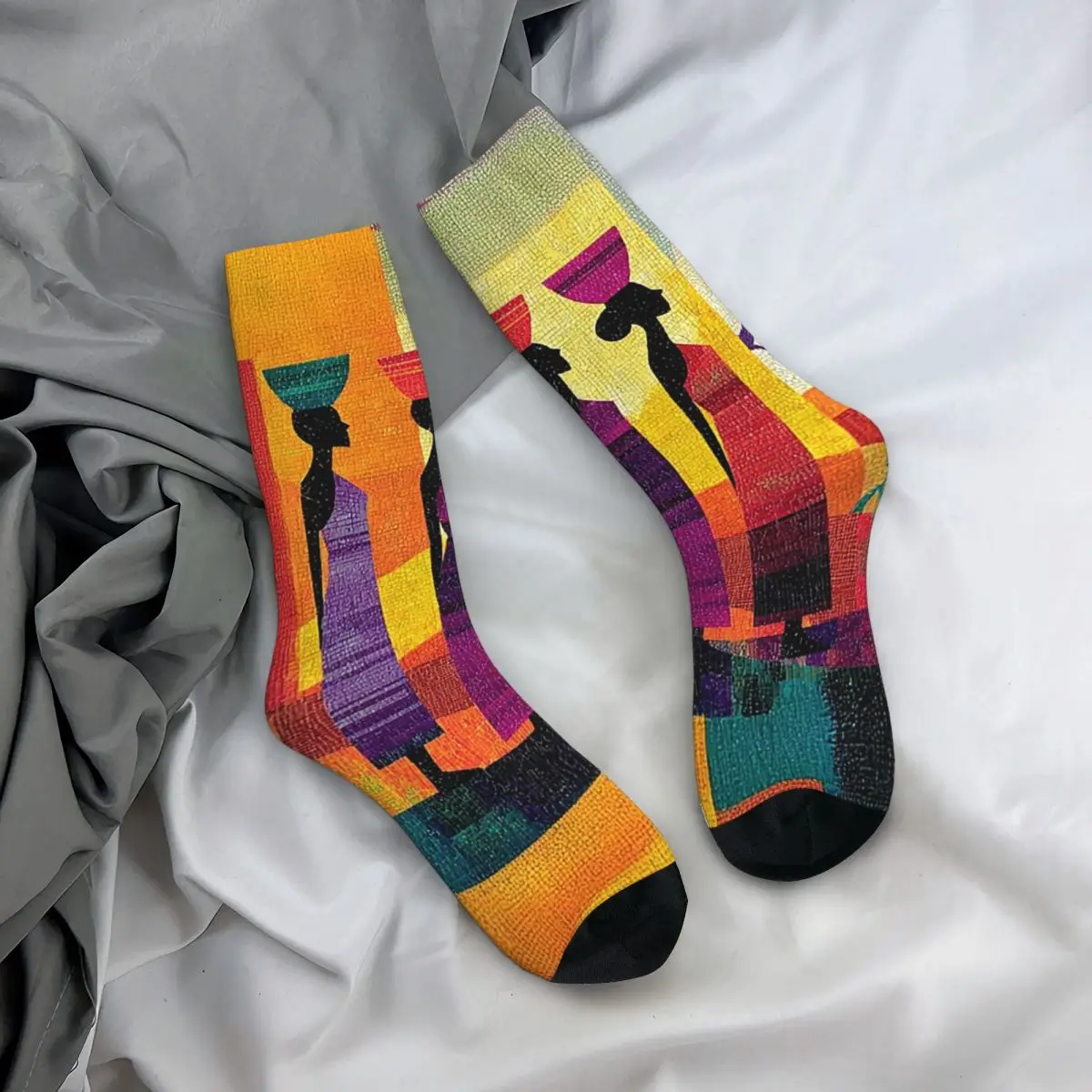 

Носки на все сезоны с африканскими узорами, в стиле Harajuku, длинные, для мужчин и женщин, подарки на День святого Валентина