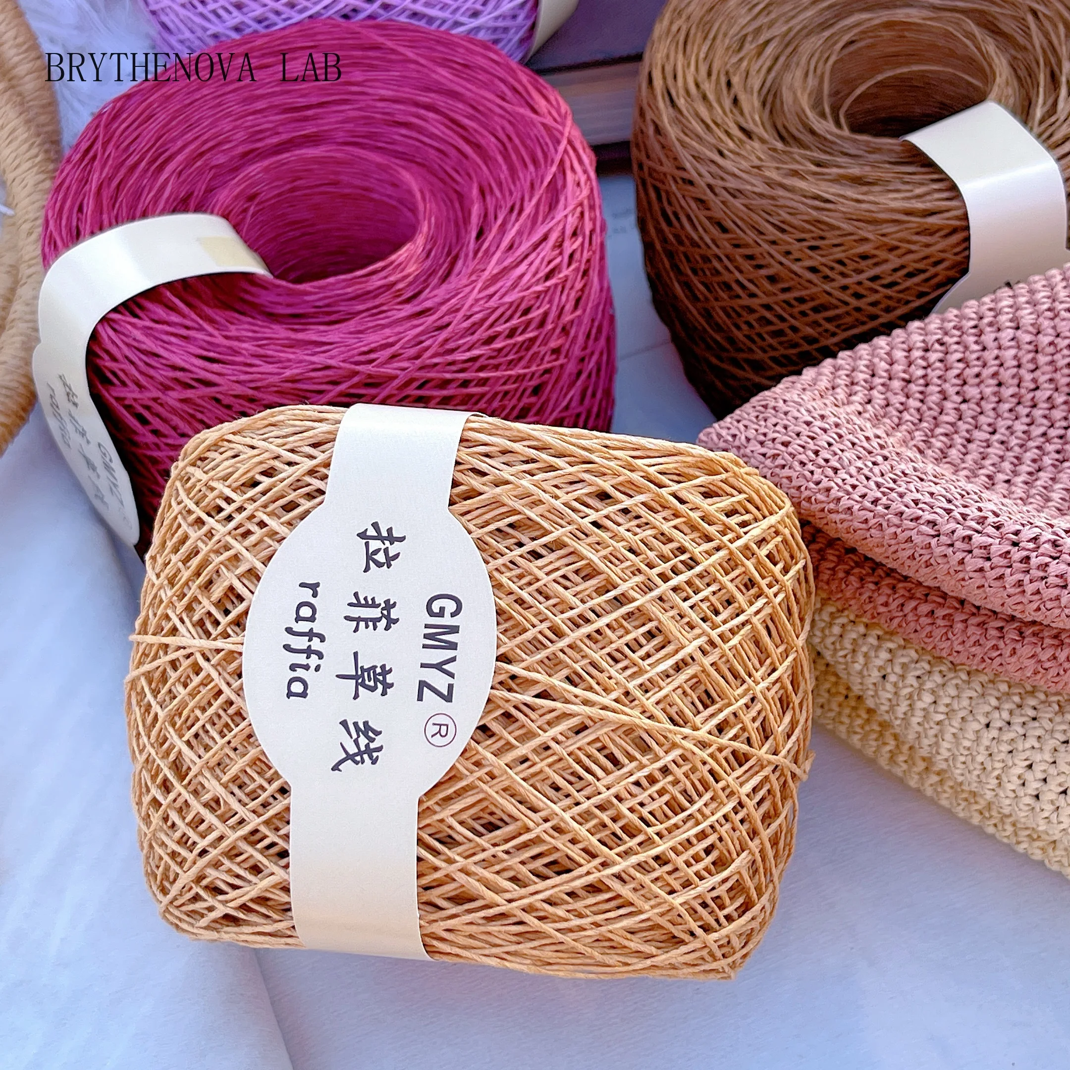 Crochet Bag Raffia - 220M/Rolle Waschbarer Japanischer Pflanzen-Raffia-Strohfaden, dünner Faden