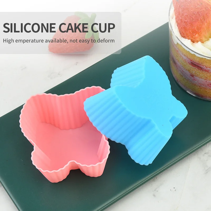2PCS Reusable Butterfly Silicone Cake Cup Mold Muffin Cup Cupcake Liners Colorful Silicone Pastry Muffin Molds DIY Baking Tool