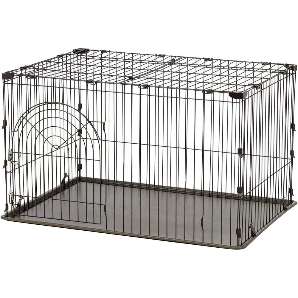 

Brown Deluxe Wire Dog Crate with Easy Assembly, Top and Front Doors, Pin Lock, and Non-Skid Rubber Feet