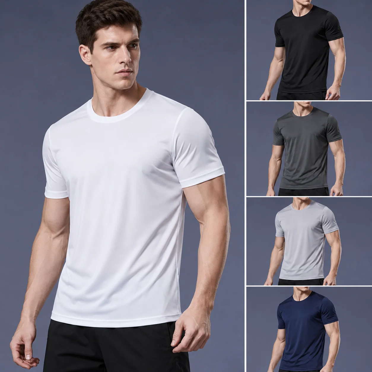 Men Gym T Shirt Quick Dry Summer Breathable Short Sleeve Running Fitness Moisture Wicking Lightweight Casual Training Sports Top