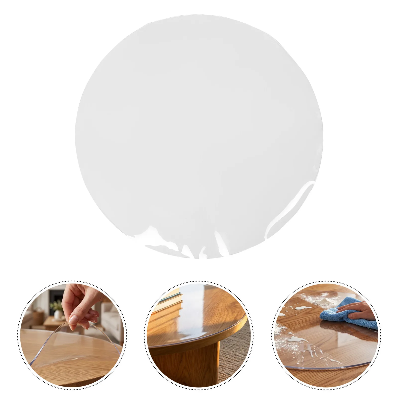 Transparent Round Tablecloth PVC Dining Table Mat Thick Clear Waterproof Oil Resistant Desk Cover Protector for Kitchen Counter