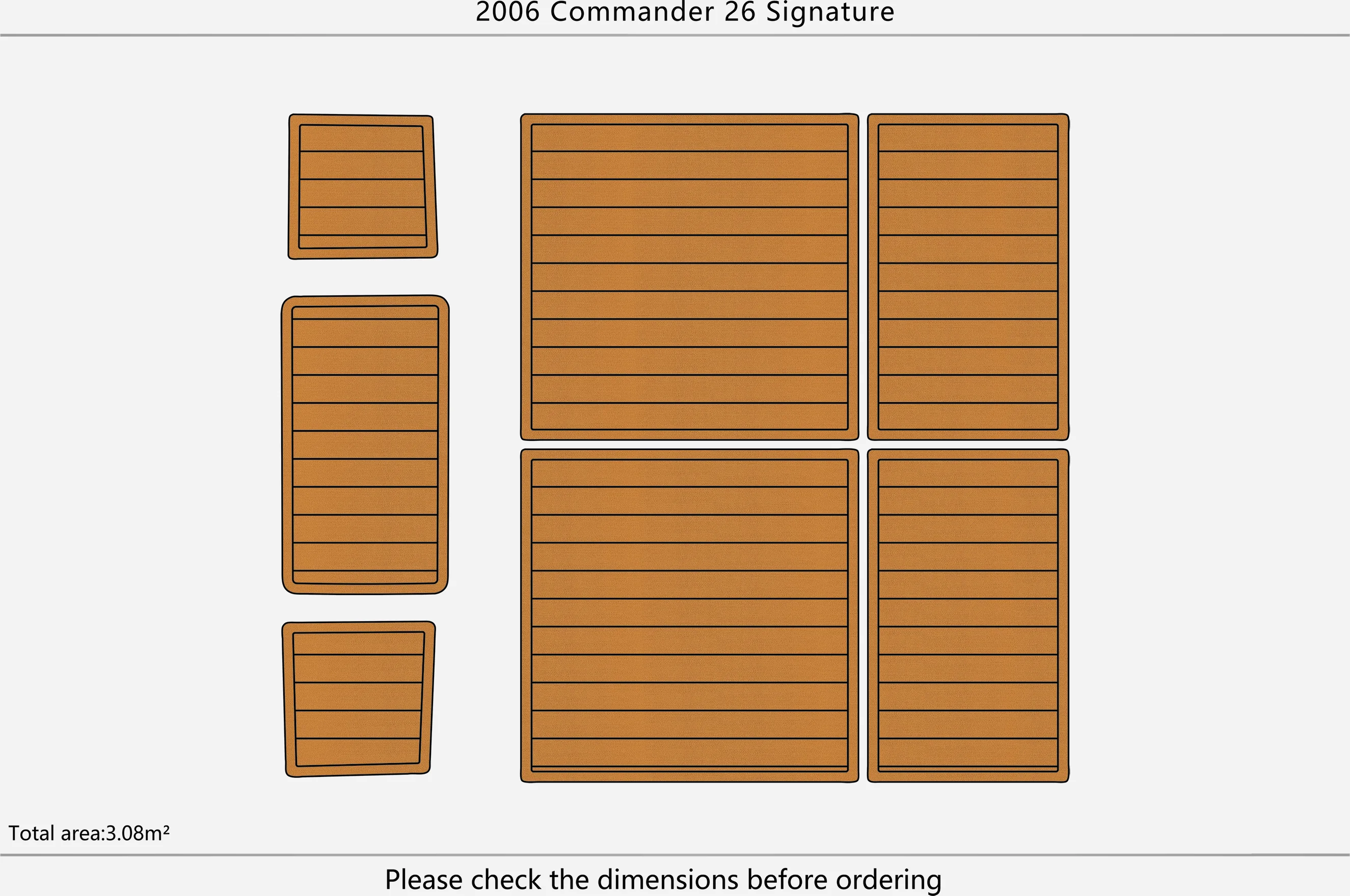 Non-Slip EVA Faux Teak Marine Self-Adhesive 6mm Yacht Cockpit Pad for 2006 Commander 26 Signature Boat Decking Easy Install