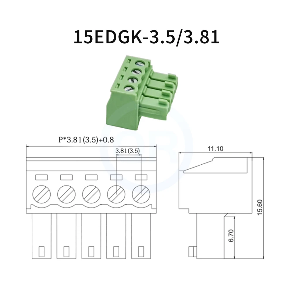 (5 Sets) KF 2EDGKP 3.5mm 3.81mm Solderless 15EDGK Small Pitch with Mounting Base Plate Fixed Butt Plug-in 2-24P 15EDGKP 3.5 3.81