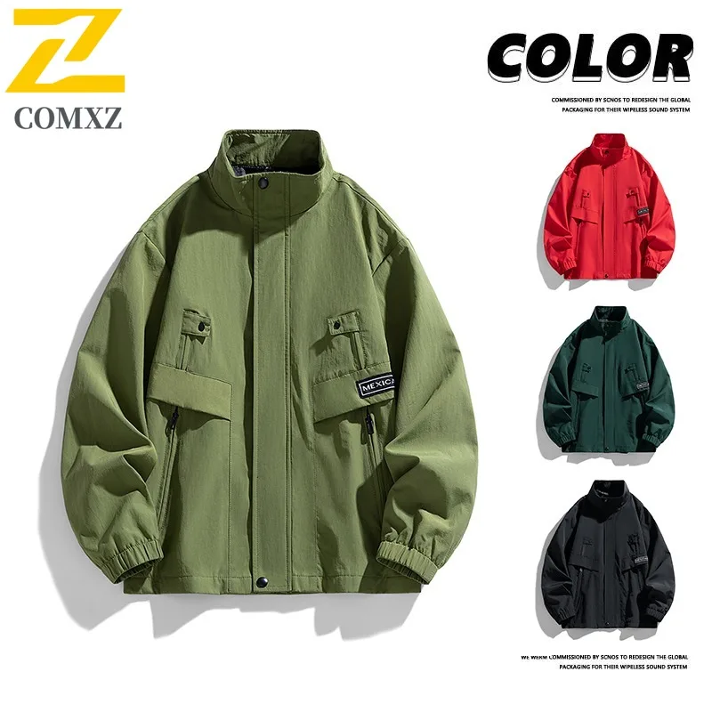 

COMXZ 2025 Spring Autumn Men Minimalist Stand Collar Cardigan Jacket High Quality Fashion Casual Versatile Trendy Coat
