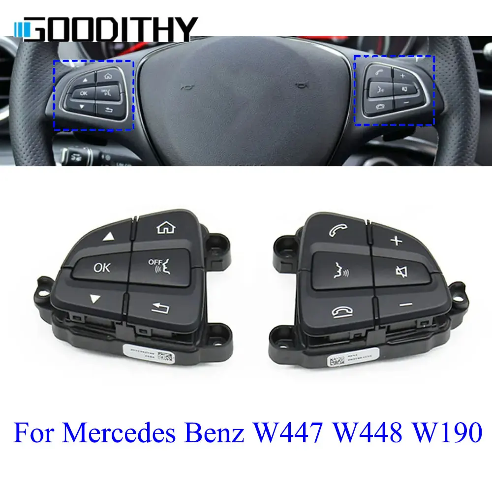 

Car Accessories Multifunction Steering Wheel Control Switch Button Assembly Trim For Mercedes Benz V Class W447 W448 AMG GT W190