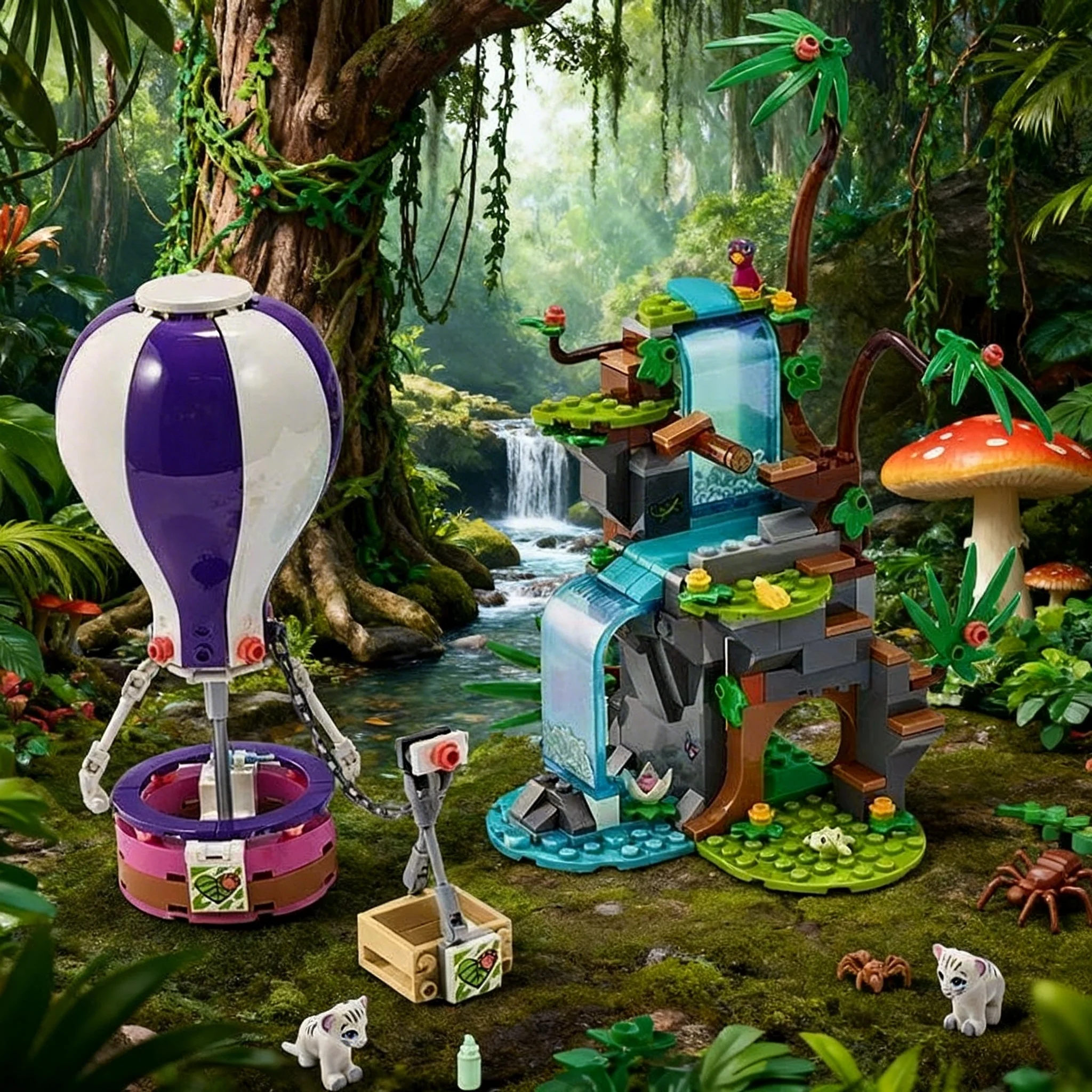 

Новинка 2026 года: Конструктор «Спасение в джунглях на воздушном шаре» для женщин, праздничное украшение, строительные блоки для взрослых