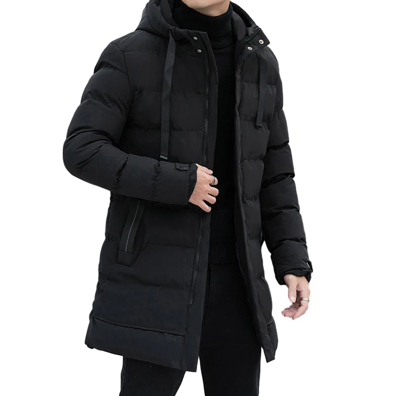 Neue Winter dicke Männer warme Parka Jacken lässige Herren Outwear Mäntel solide Kapuze männliche Windschutz Mantel mit Taschen