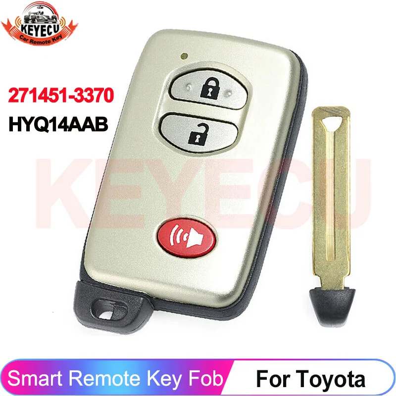 KEYECU HYQ14AAB 271451-3370 For Toyota 4Runner 2011 Prius 2011 2012 Smart Key 3 Buttons Remote Fob 314.3MHz