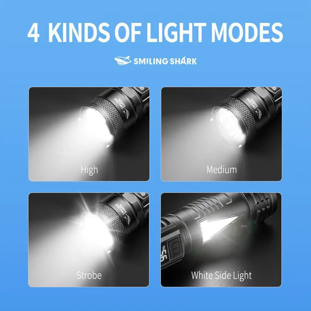 Linterna Led recargable, linterna potente Ultra fuerte de 4 modos con batería integrada, linterna táctica para exteriores Campi T3x1