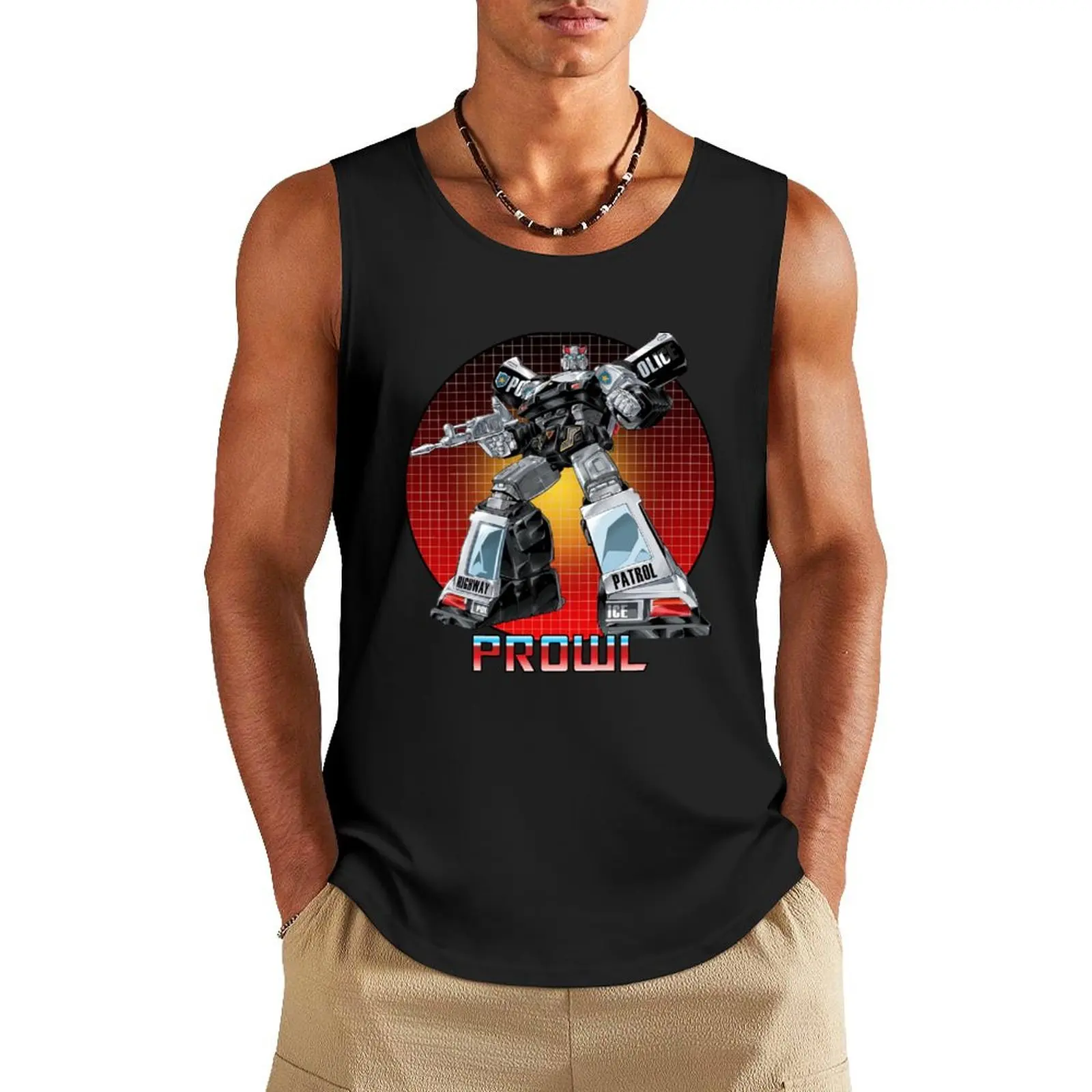 Prowl Autobot Transformer G1 V2 Tank Top t shirt muscular man gym clothing