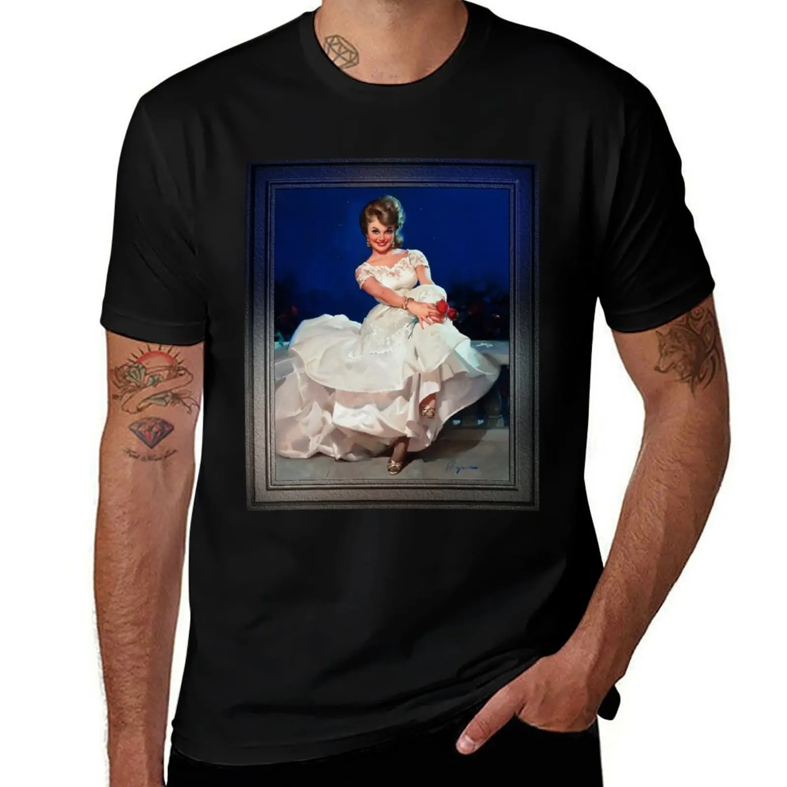 

Moonlight and Roses by Gil Elvgren Vintage Wall Decor Xzendor7 Old Masters Art Reproductions T-Shirt