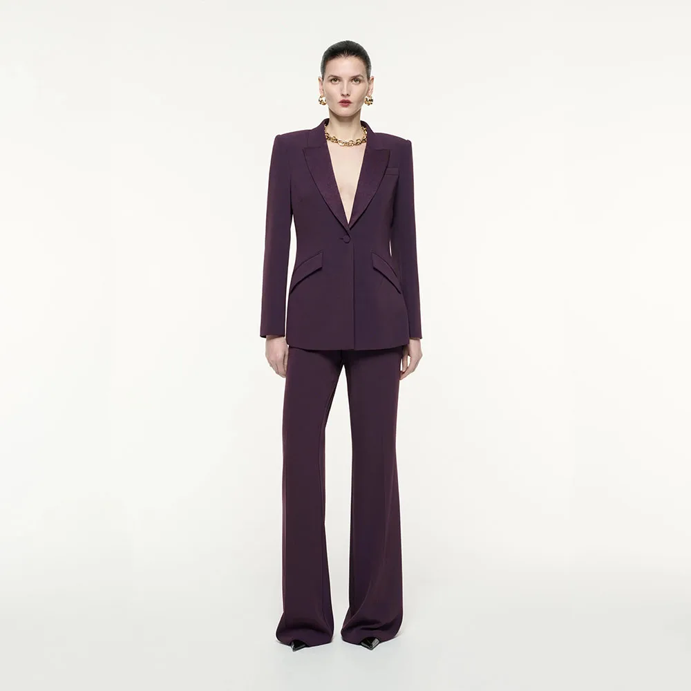 

Elegant Women's Suit One Button Peak Lapel Jacket Pant Women's Two Pieces Set Slim Fit Office Lady High Quality Female Clothing