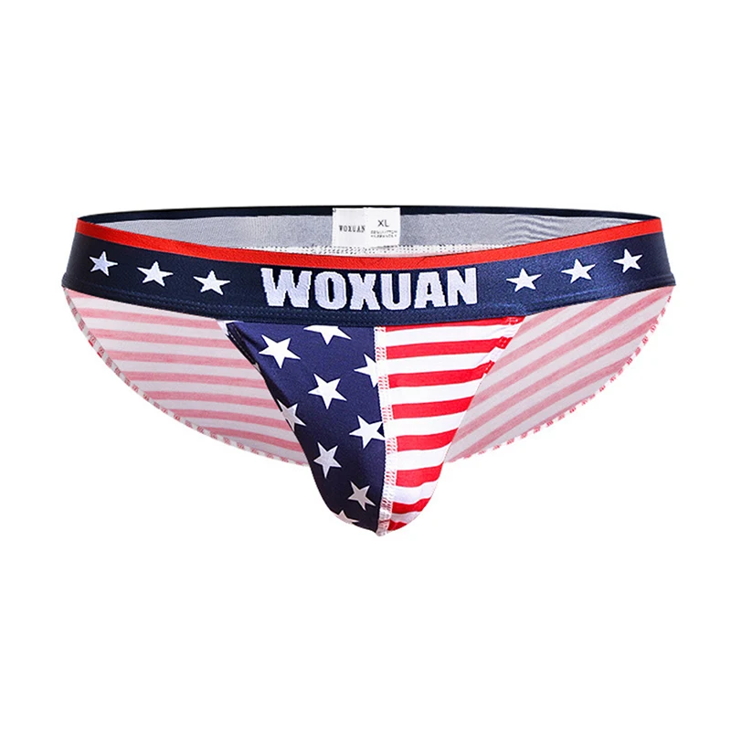 Men\'s Underwear American Flag Printed Briefs Breathable Comfortable Soft Male Panties