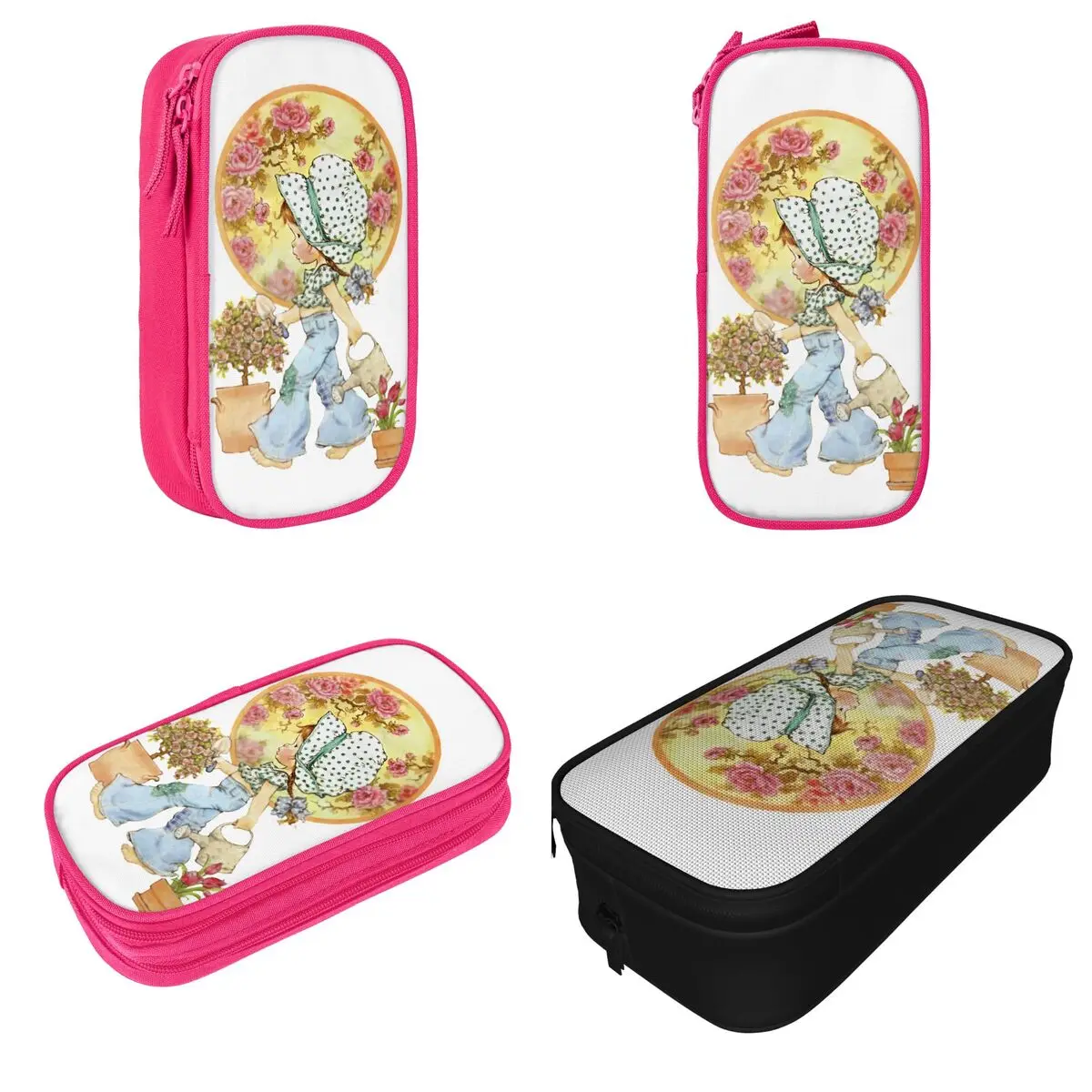 Imagem -02 - Mary Janes Rosas e Rega Can Lápis Case Pen Holder Bolsas de Grande Capacidade Material Escolar Papelaria Cosmética