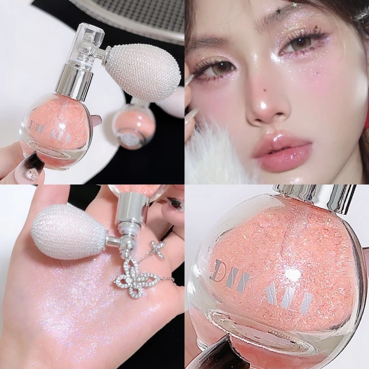 DIKALU Spray corporal de alto brilho Spray de pó flash corporal dourado de alto brilho para atingir flash multiuso