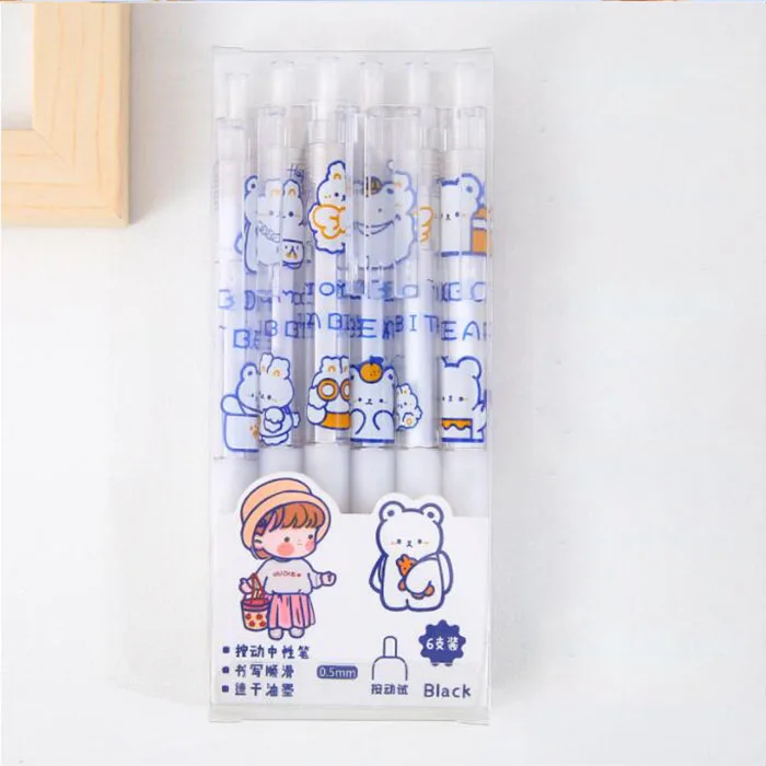 

60 pcs/lot Kawaii Rabbit Bear Gel Pen Set Cute 0.5 mm black Ink Signature Pens Promotional Gift Office School Supplies