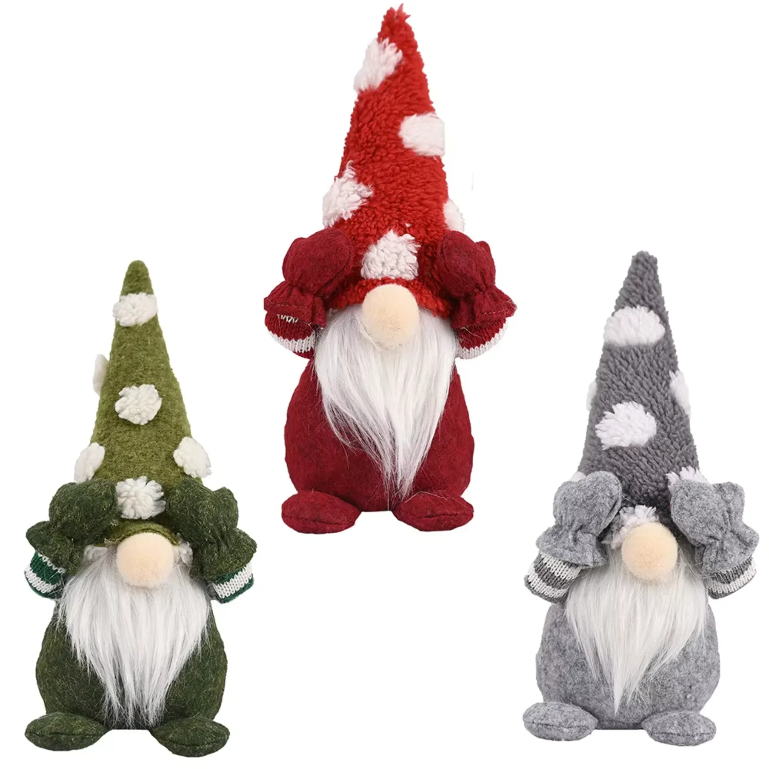 Cute Plush Christmas Dwarf Decoration Supplies Snowflake Hat -woven Faceless Doll Christmas Ornament