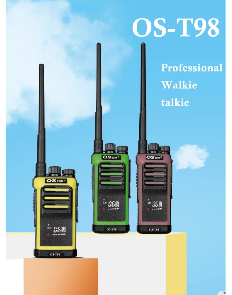 High Power LED Display 128CH Portable Colorful Communication Ham Radio OS-T98 VHF 136-174Mhz Clearly Voice Talkie Walkies