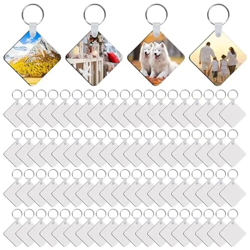 Stock Quantity 240Pcs Sublimation Keychain Blanks Double Sides 80 MDF Sublimation Keychains Blank With 160 Rings And Clips
