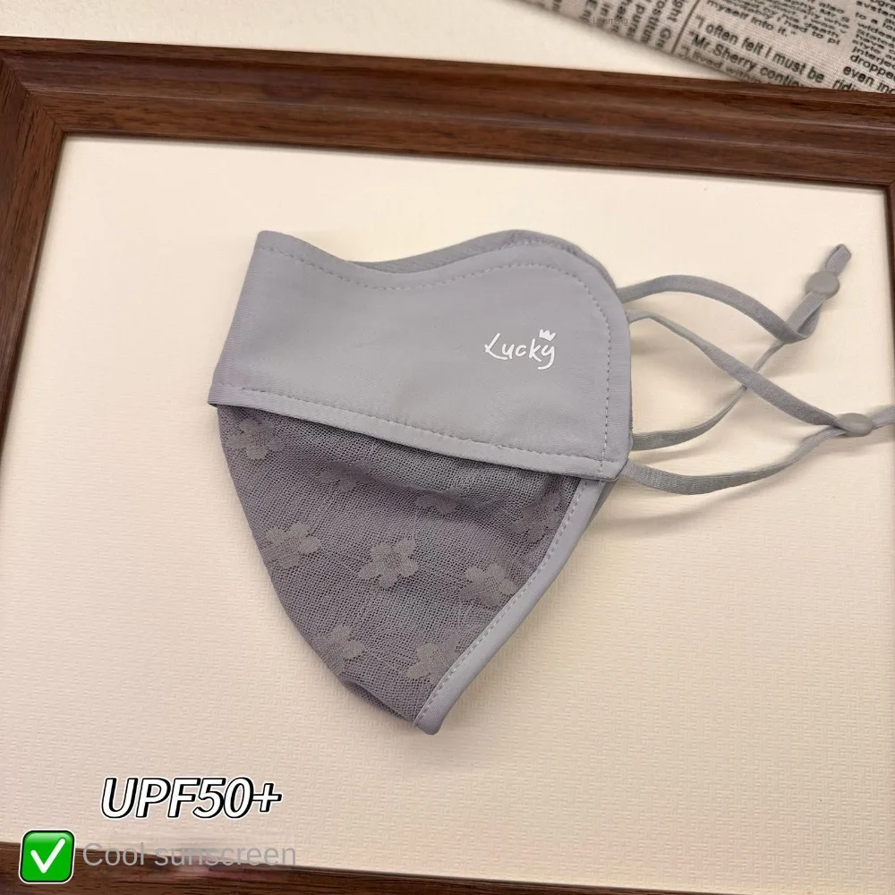 

Breathable Ice Silk Mask Washable Dustproof Riding Face Mask Lace Flower Mesh Face Cover Scarf Protect The Corners of The Eyes