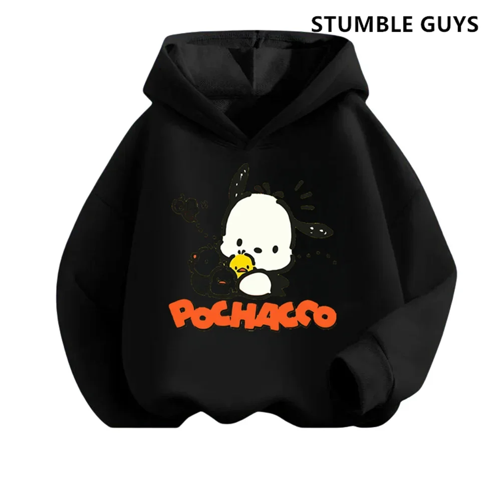 Fahion Pochacco Trucksuit Cartoon Boys and Girls 3-14 Years Old Kawaii Street Casual Sweatshirt Children\'s Sports Hoodie Set