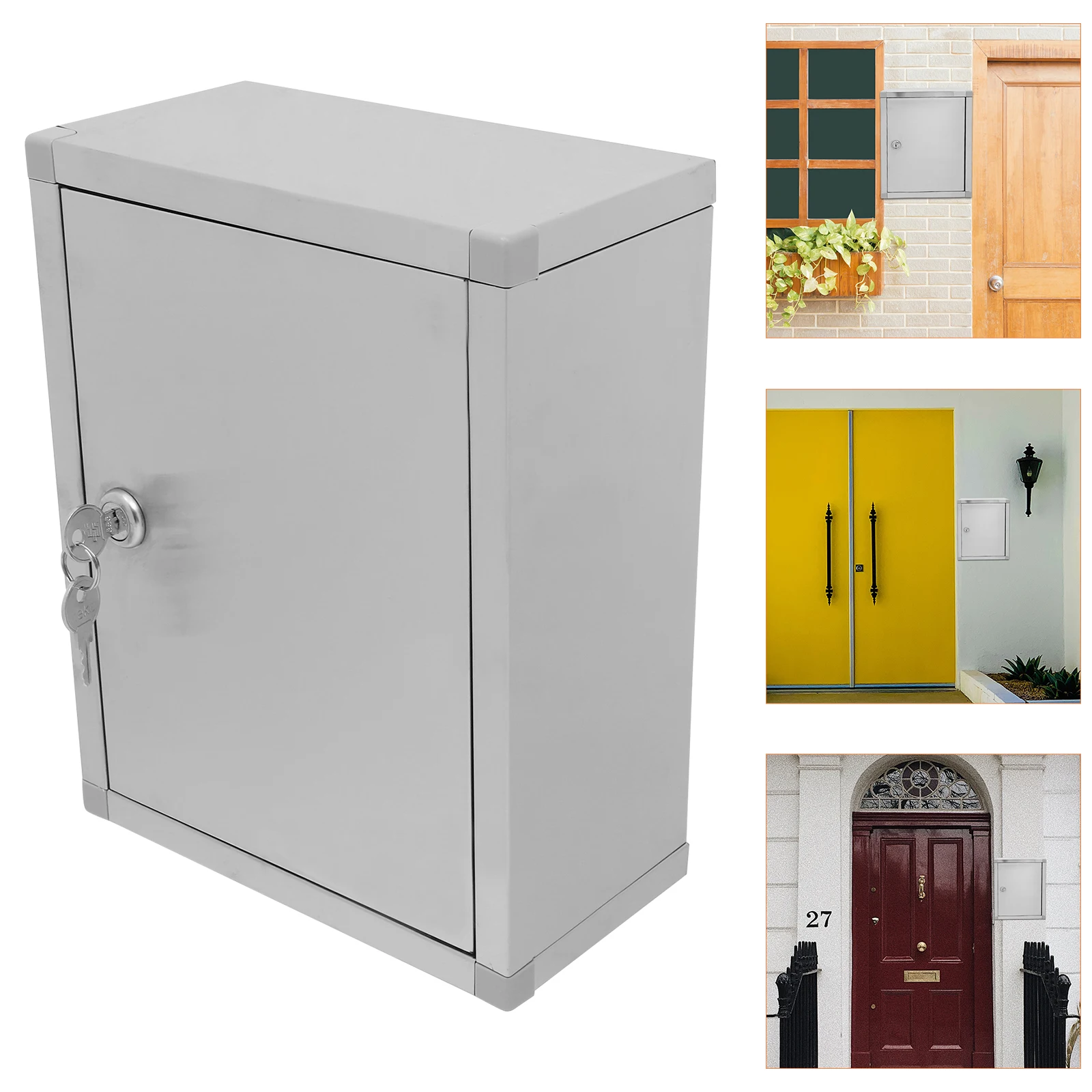 

Wall Mounted Mailbox Storage Stainless Steel Lockable Suggestion Bin Deposit Box Office School Complaint Box Hanging