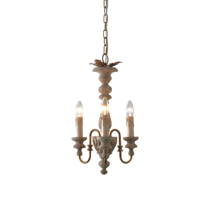 

American country French solid wood retro old chandelier living room dining room bedroom study creative lighting