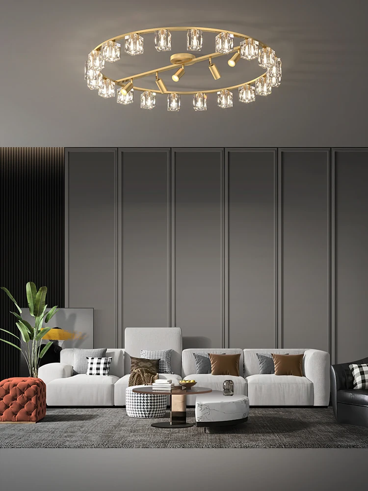 

Home Deco Cube Crystal Copper Gold Black Chrome LED Lamparas De Techo 2024 Ceiling Chandelier Ceiling Lamp For Foyer Bedroom