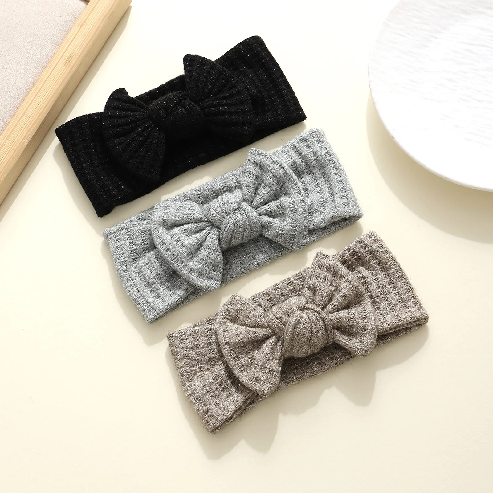 24pcs Baby Headband Set Waffle Fabric Bow Headbands Elastic Hair Accessories for Girls Infant Headwraps Turban Newborn