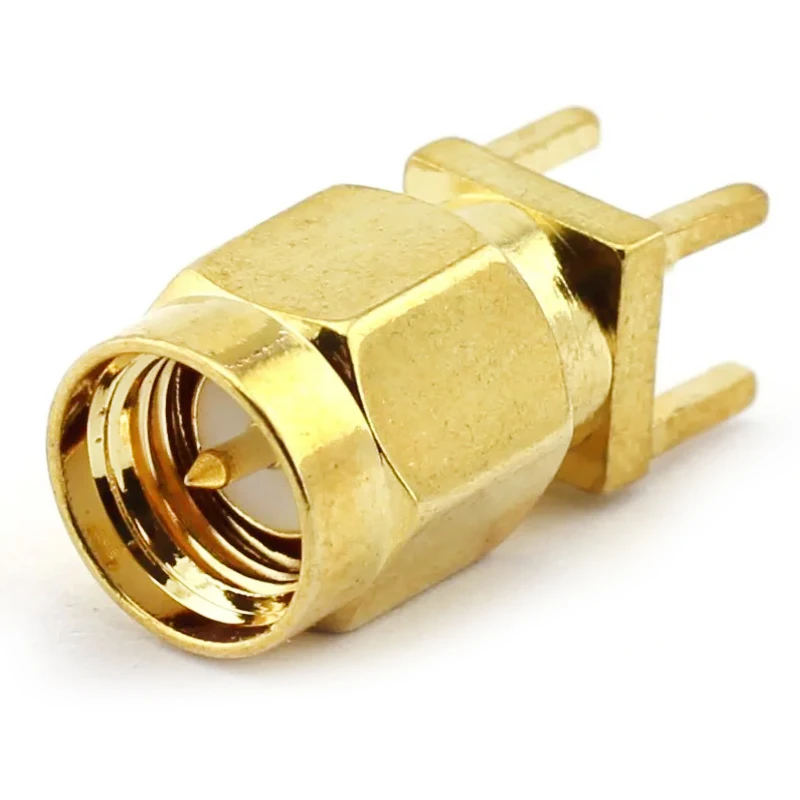 5 Stück Großhandel SMA-JE SMA-Steckeradapter Messing Gold 4-Pin Lötanschluss PCB Gerade 4mm Antennenhalterung – Detail 3