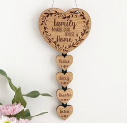 Family Home Sign Christmas Gift Rustic Name Tags, Personalized Family Tree Plaque Wood Anniversary Gift Wall Hanging Decor