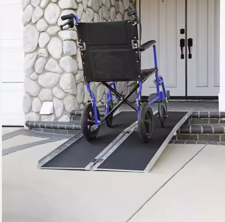 2025 new folding aluminum wheelchair access ramp portable non-slip wheelchair ramp 4