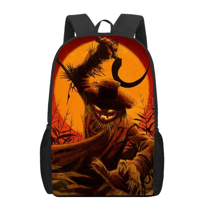 Halloween horror abóbora cabeça impressão crianças mochila meninas meninos sacos de escola engraçado saco de livro casual bolsa de ombro diário