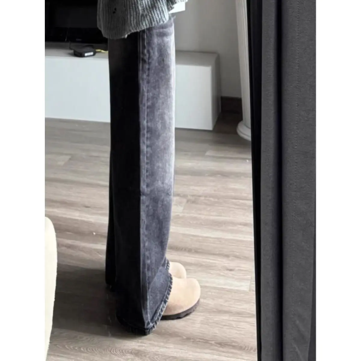 

Свободные прямые джинсы женские больших размеров с высокой талией и широкими штанинами с эффектом похудения, повседневные брюки Bla ey, новый осенний воротник...