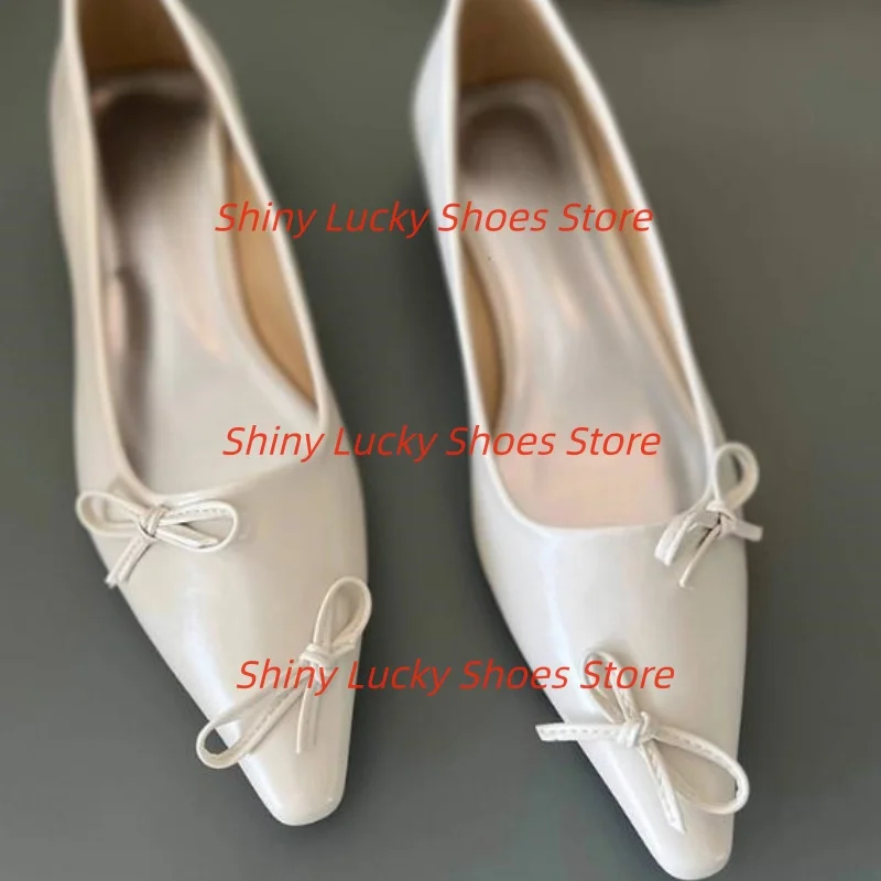 أحذية بعقدة على شكل فراشة للنساء بأصابع مدببة وكعب مسطح باليه نسائي خطوط خياطة للسيدات الضحلة أحذية نسائية صلبة من Zapatos #6