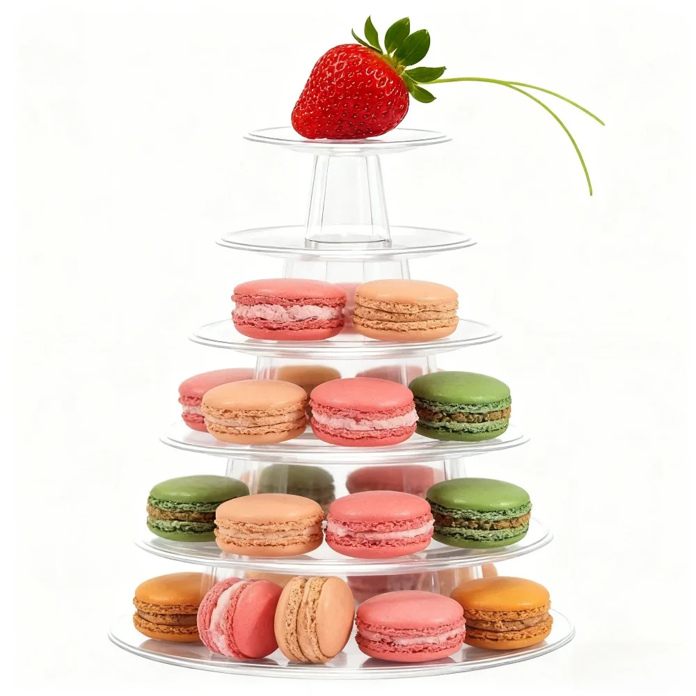 Estante de exhibición de pasteles, torre redonda de macarrones de 6 niveles, bandeja para servir postres y macarrones, herramientas de decoración para fiesta de cumpleaños, utensilios para hornear