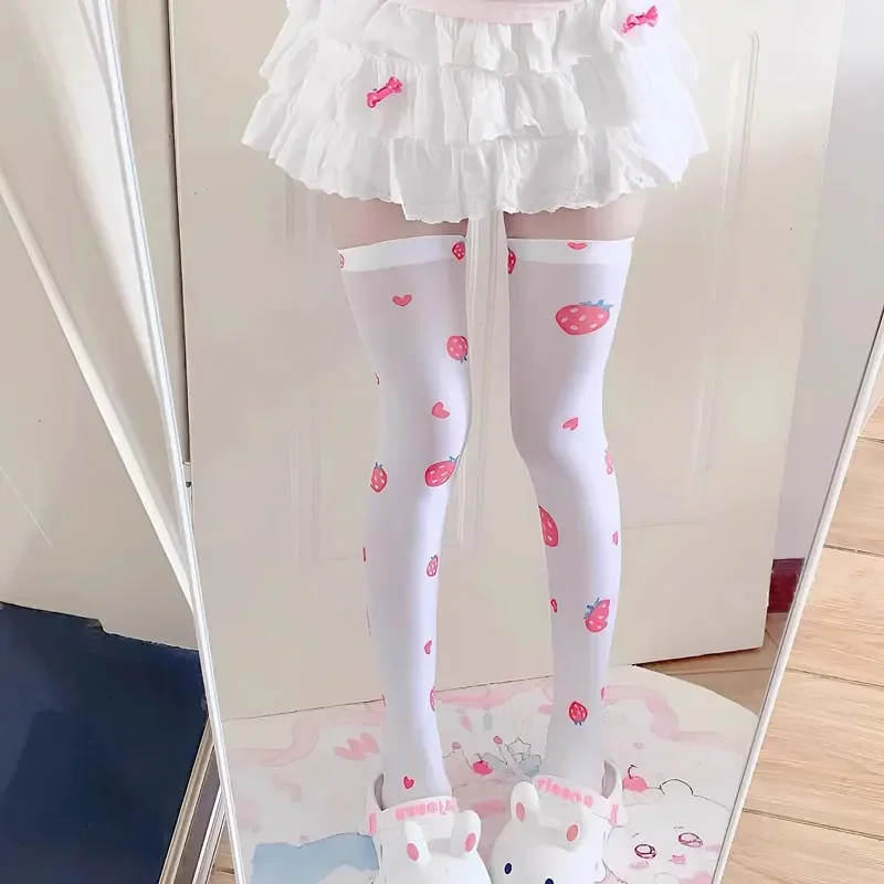 Anime Halloween Lolita Harajuku 3D stampato dolce Kawaii calze per gatti donne calze carine calze bianche strette alte sopra il ginocchio