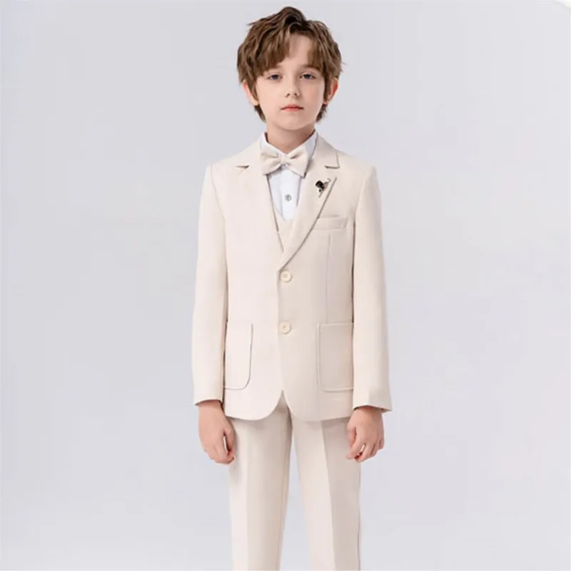 Boys Child Wedding Suit Formal Beige Piano Party Suits For Kids Boys Elegant Suit For 2-14Y Teenager Boys Boys Suits Outfits Set