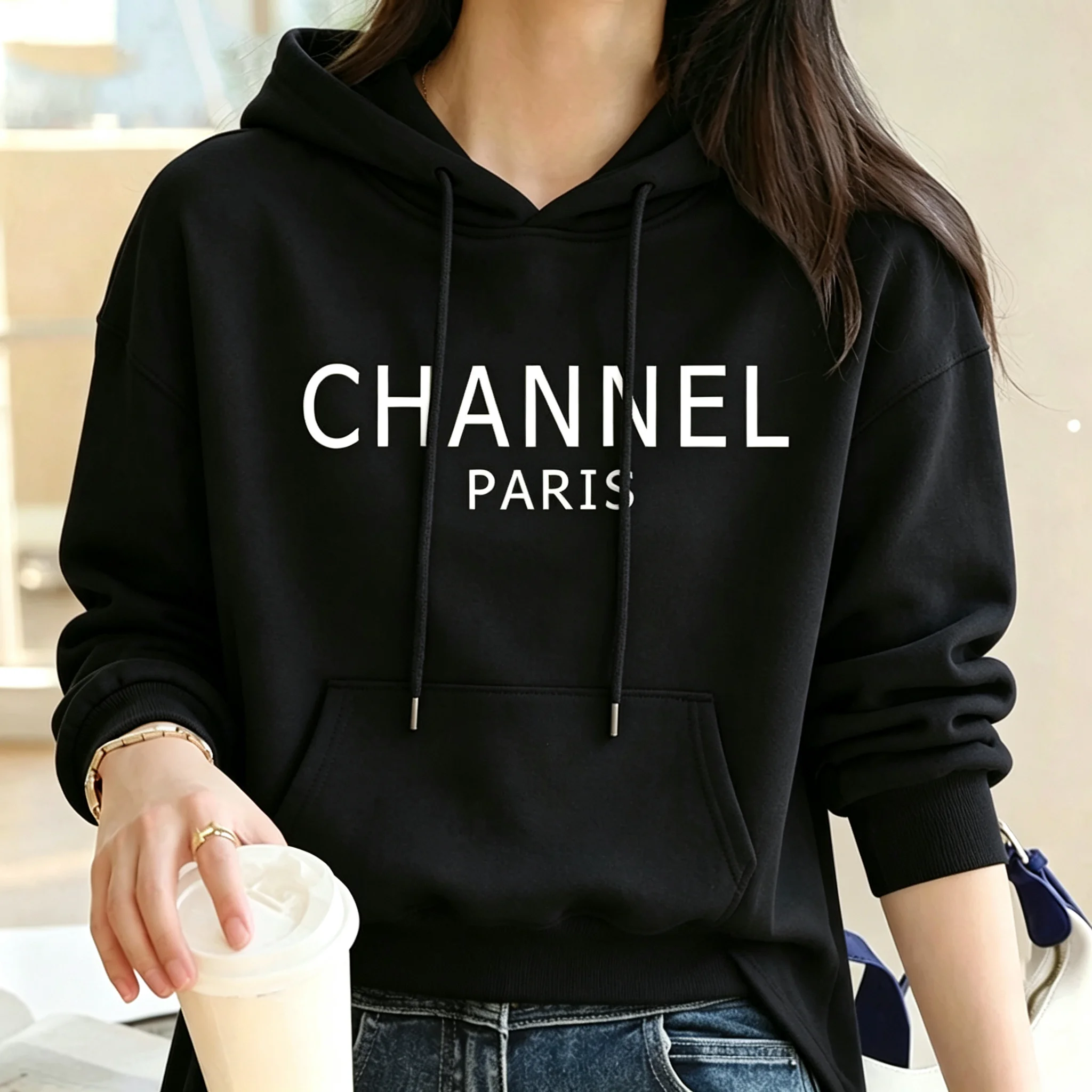 Luxury Brand New hotsale Womens Casual Elegant Fashion CHANNEL Graphic hoodies O-Neck Short Sleeve Top Women's Clothing