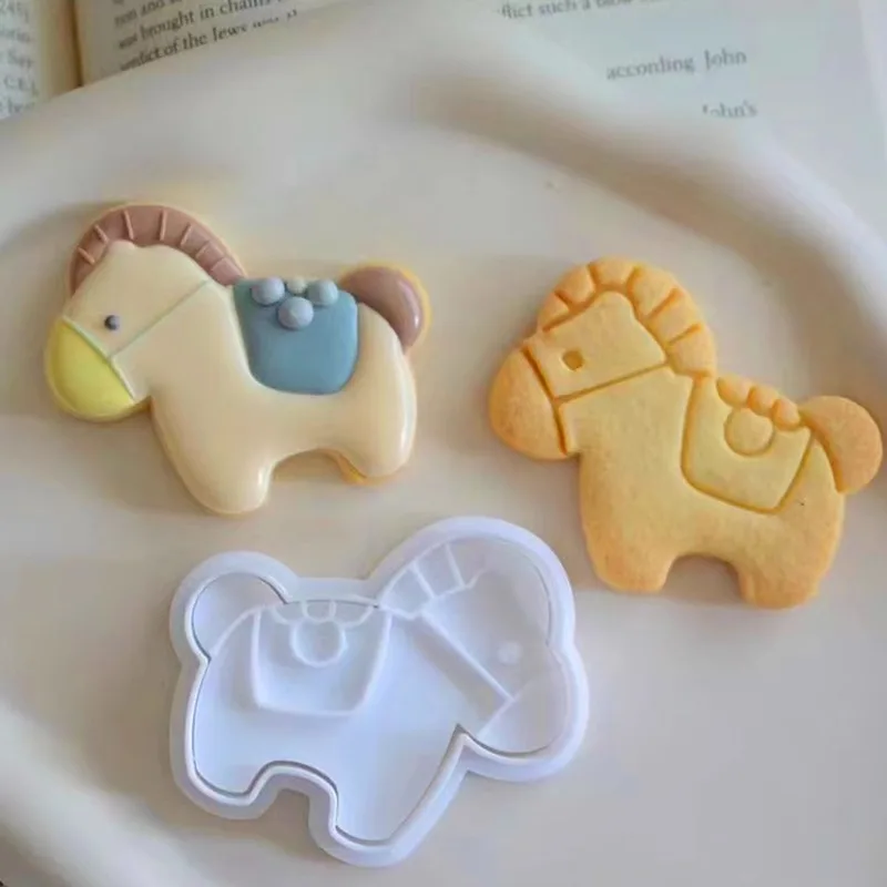 

3D Mini Animal Pony Cookie Cutters and Fondant Embosser Handmade Horse Shape Biscuit Mold Cake Decorating Tools Baking Supplies