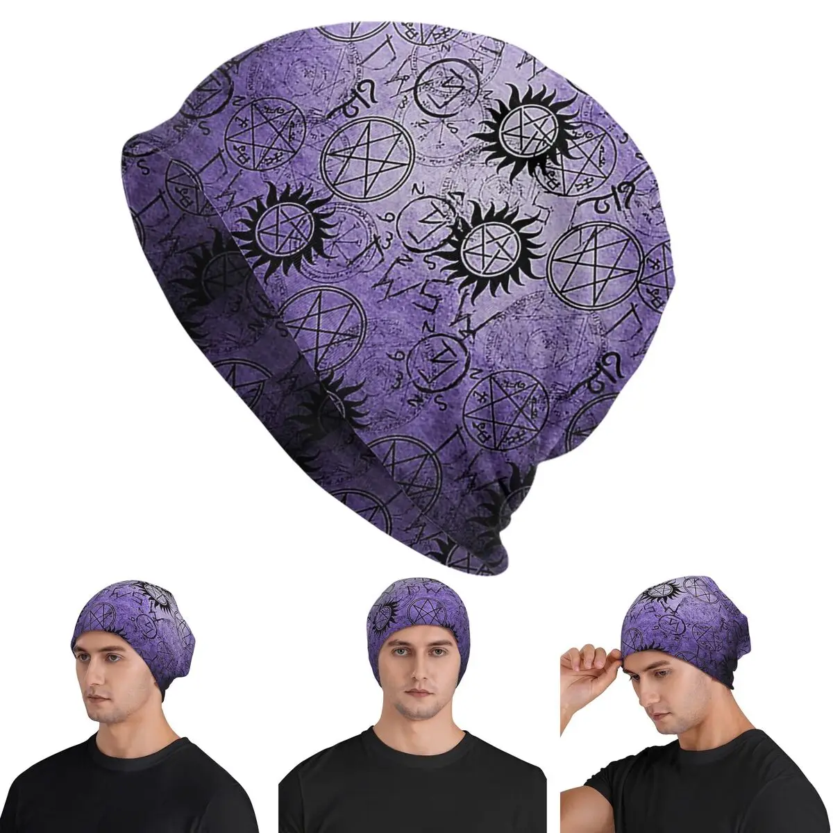 

Сверхъестественное фиолетовые шапки Skullies, теплая осенне-зимняя уличная шапка, вязаные шапки для мужчин, женщин и взрослых
