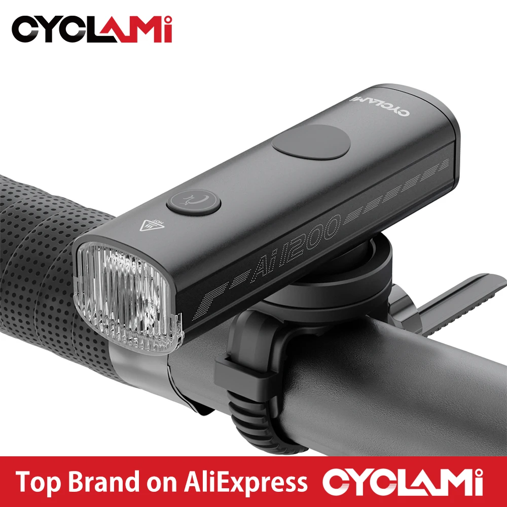 CYCLAMI AI-1200 Bike Headlight MTB Road Bicycle AI 1200 Lumens Front Lamp Night Cycling Portable Flashlight Black Tail Light