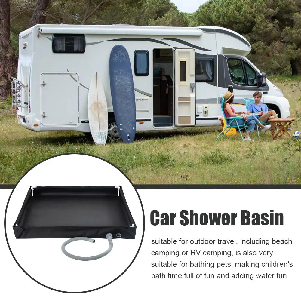 

Portable Shower Pan with Drain Hose Foldable Shower Base Outdoor Tent Shower Tray for RV Outdoor Camping Shower Beach Pet B P9L6