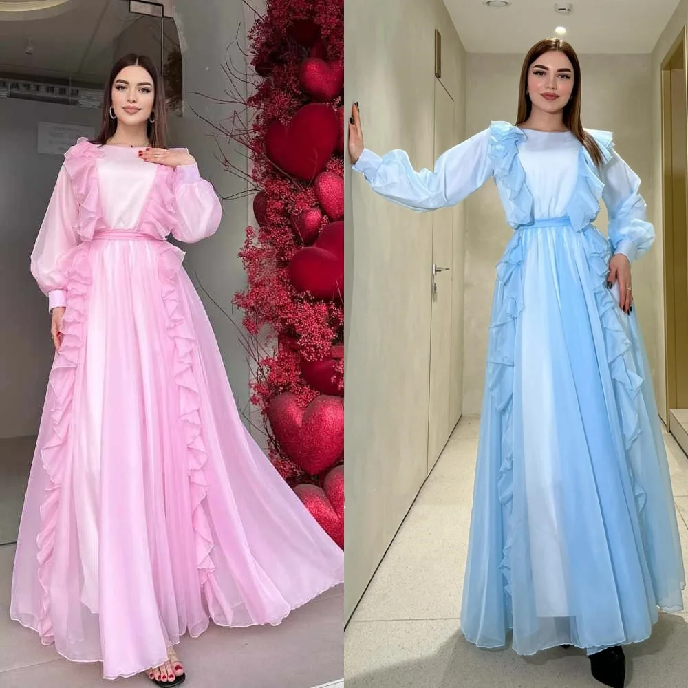 Jersey pesta koktail Ruched, baju acara Midi kerah O sesuai pesanan, gaun malam Arab Saudi, Prom