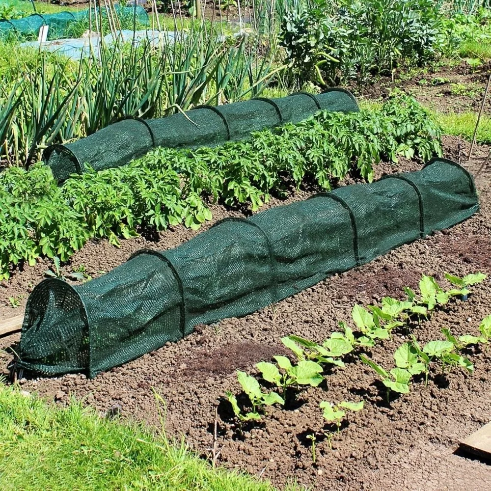 Collapsible Greenhouse Tunnel Green Mesh UV Protection Shade Net Cover Metal Frame Portable Plant Protective Cover