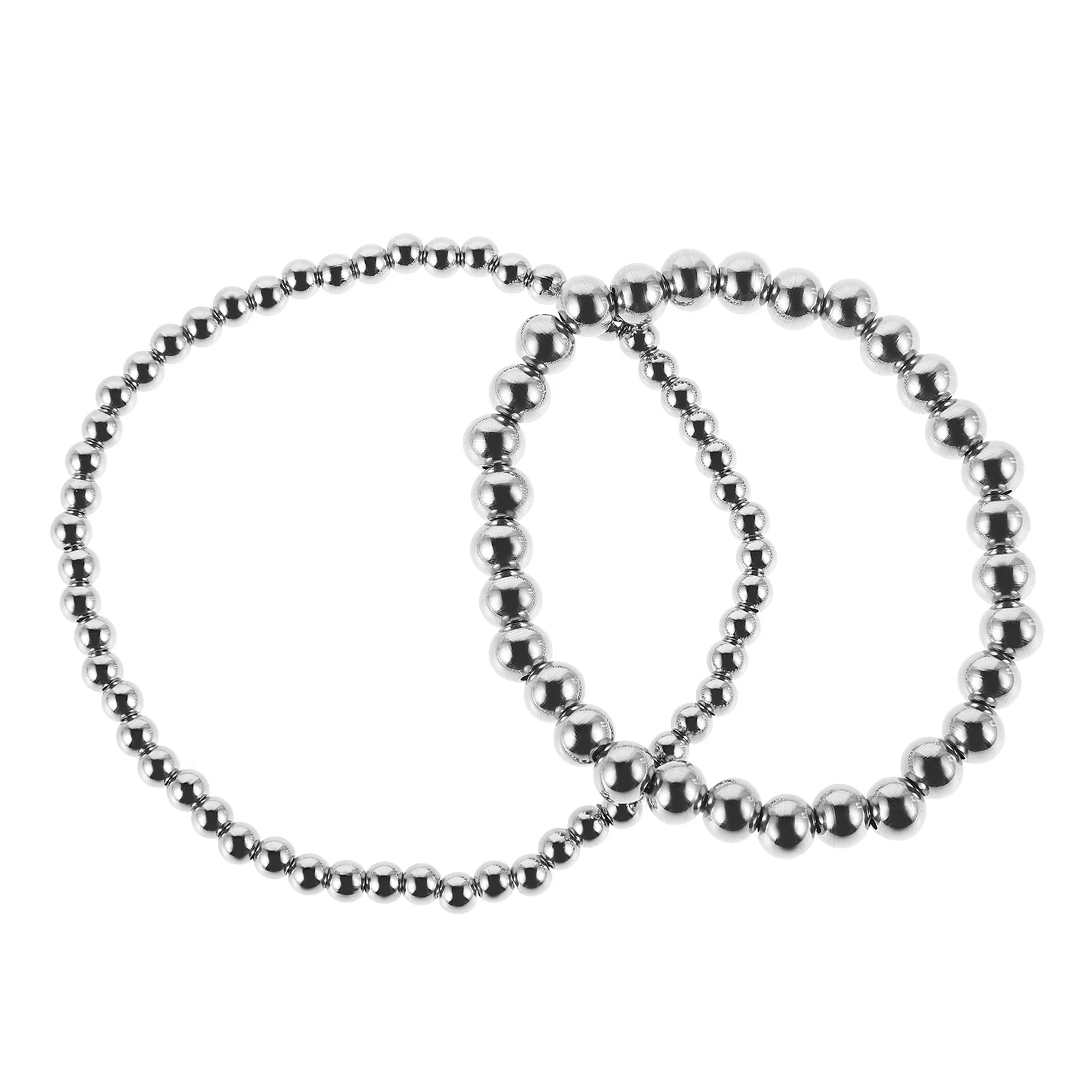

2 Pcs Steel Bead Bracelet Cute Bracelets for Stretchable Stackable Beaded Girls Jewelry Miss